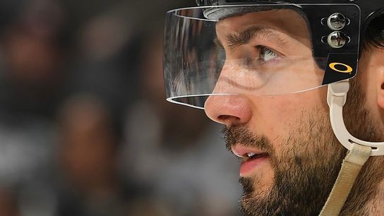 Letang goes for a morning 'twirl' on the ice, in upbeat mood taken at PPG Paints Arena (Penguins)